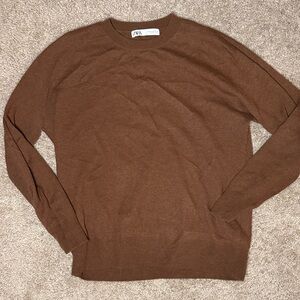 Zara Women's Brown Crewneck Sweater